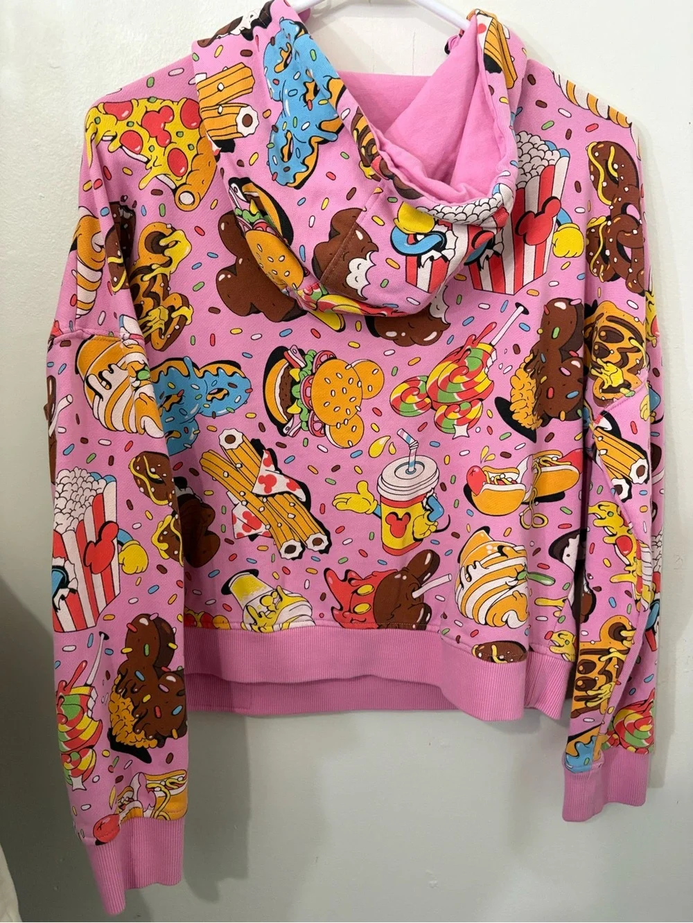 Disney Pink Novelty Snack Print Zip Hoodie